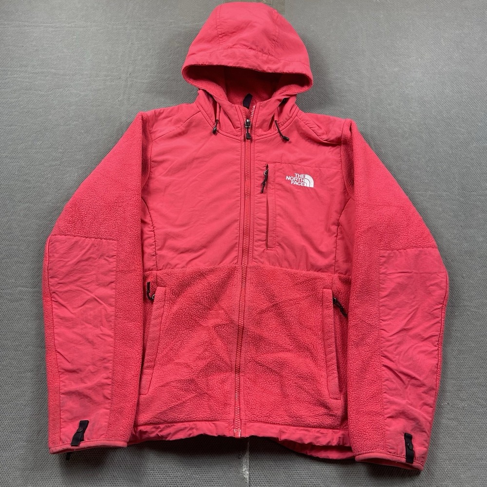 The North‎ Face Jacket Womens Medium Pink Red Denali Hoodie Polartec Fleece